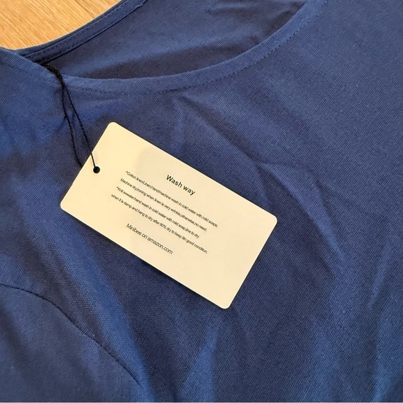 Minibee Linen Blend Blue Long Sleeve Tunic with Pockets 2X Lagenlook Boho NWT - Picture 5 of 12